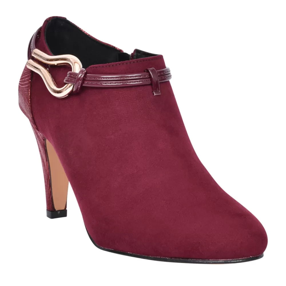 Ladies LOTUS Ladies Gloria Uls440 Medium Heel Shoe Boot In Wine