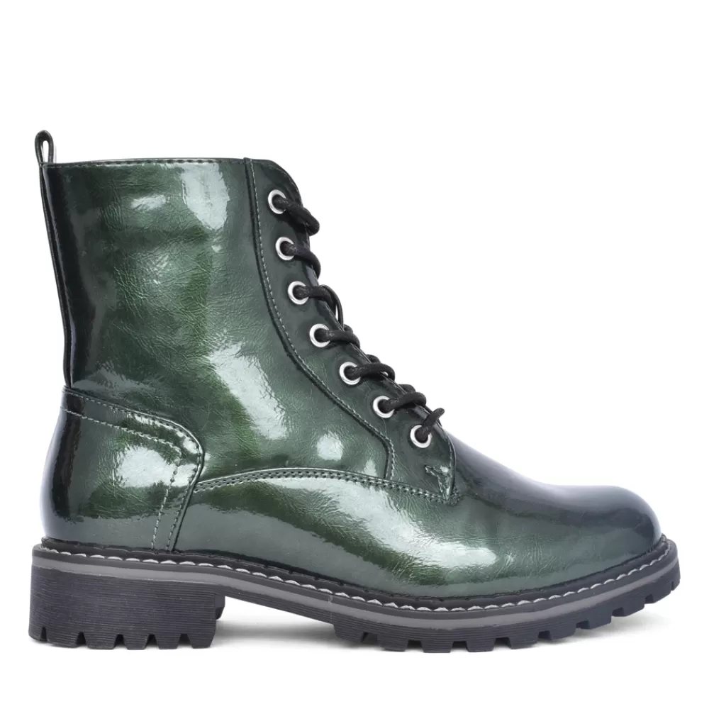 Ladies LUNAR Ladies Glw011 Nala Laced Ankle Boot In Green