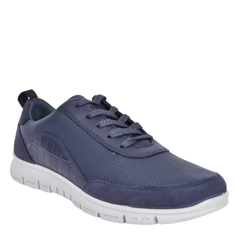 Ladies HOTTER Ladies Gravity Ii Std Fit Leather Laced Trainer In Navy