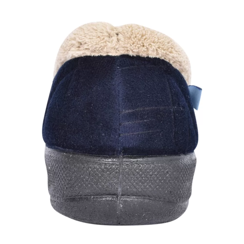 Ladies LUNAR Ladies Holly Kla002 Quilted Slipper In Navy