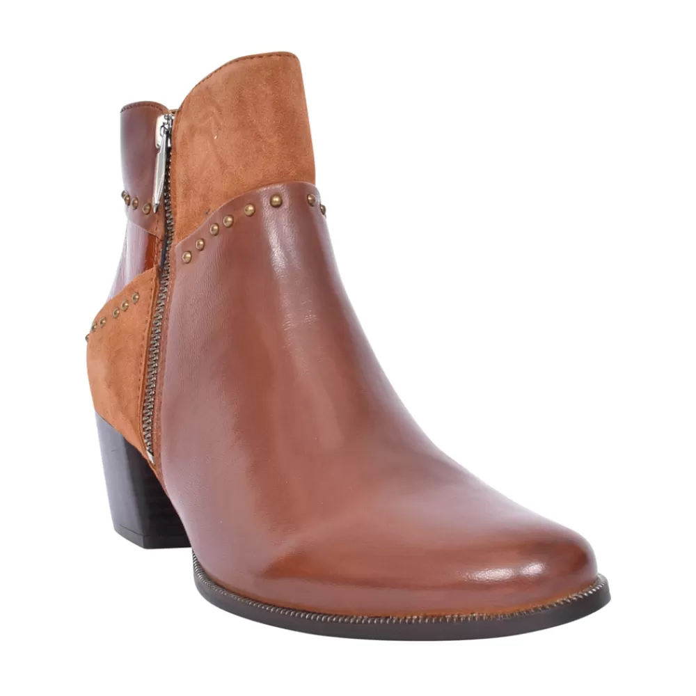 Ladies REGARDE LE CIEL Ladies Isabel-119 Block Heel Ankle Boot In Brown