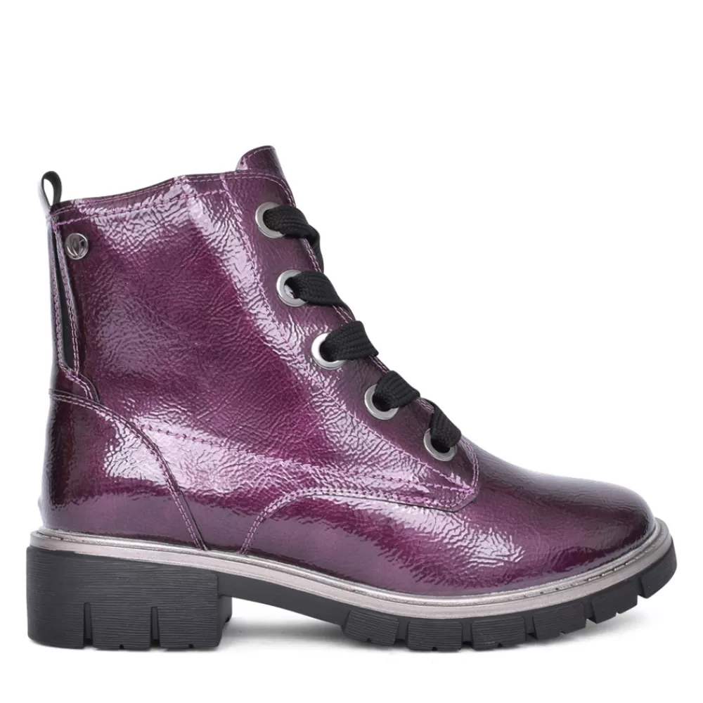 Ladies LOTUS Ladies Jojo Uld350 Laced Ankle Boot In Purple Pat