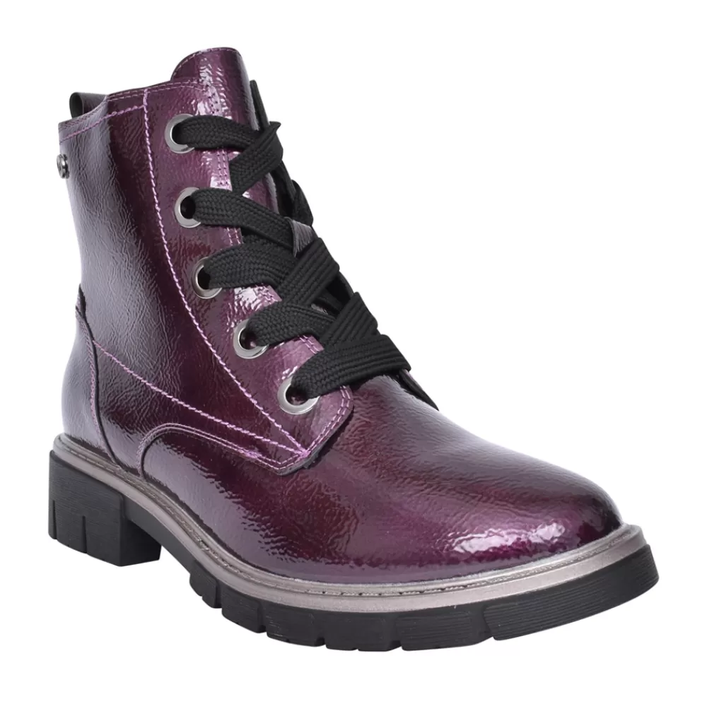 Ladies LOTUS Ladies Jojo Uld350 Laced Ankle Boot In Purple Pat