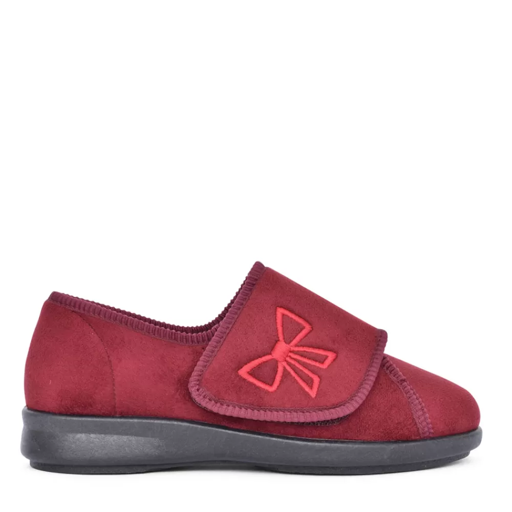 Ladies EASY B Ladies Keeston Double Velcro Slipper In Burgandy