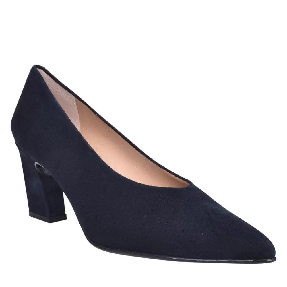 Ladies UNISA Ladies Kramp Medium Heel Court Shoe In Navy