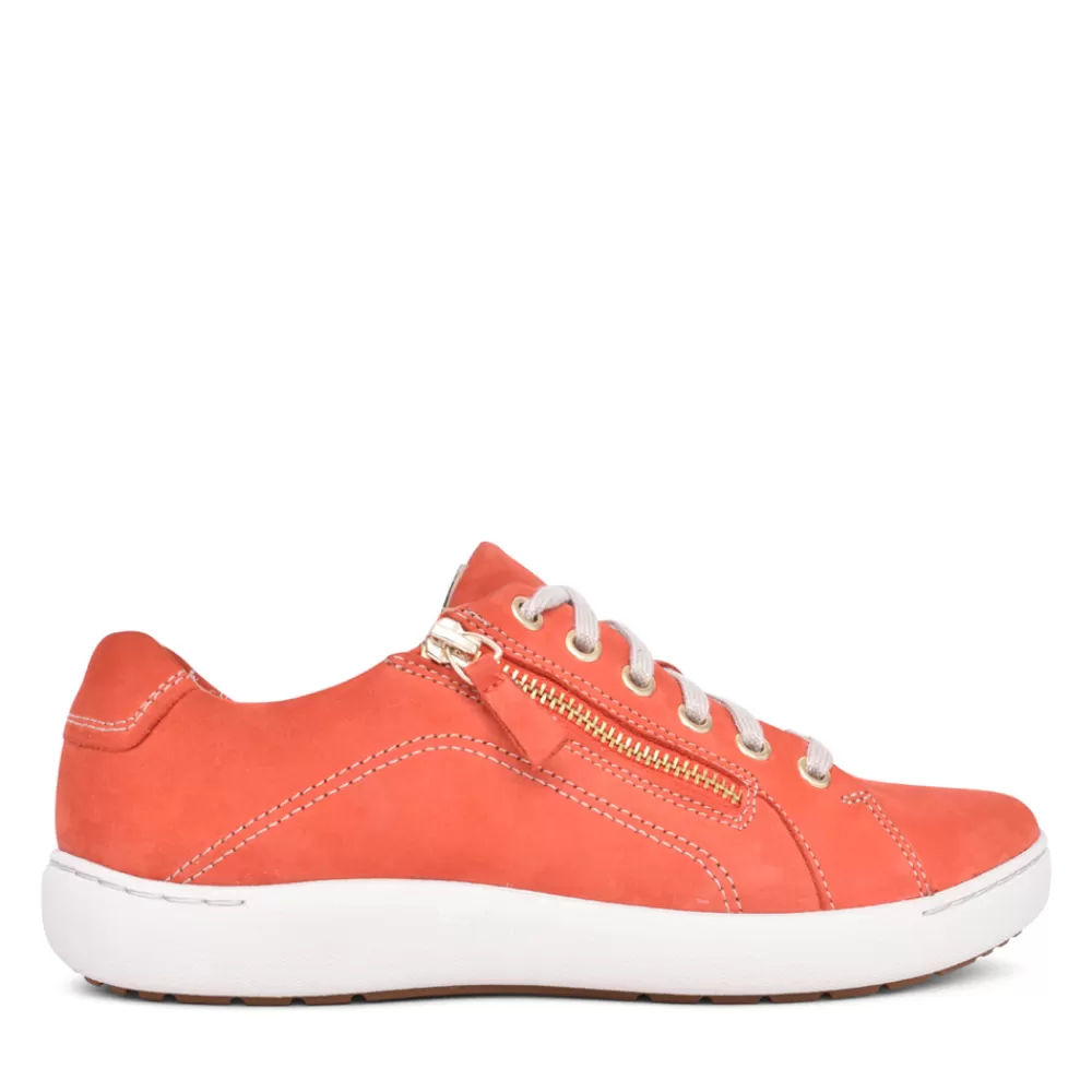 Ladies CLARKS Ladies Nalle Lace Nubuck D-Fit Laced Trainer In Orange