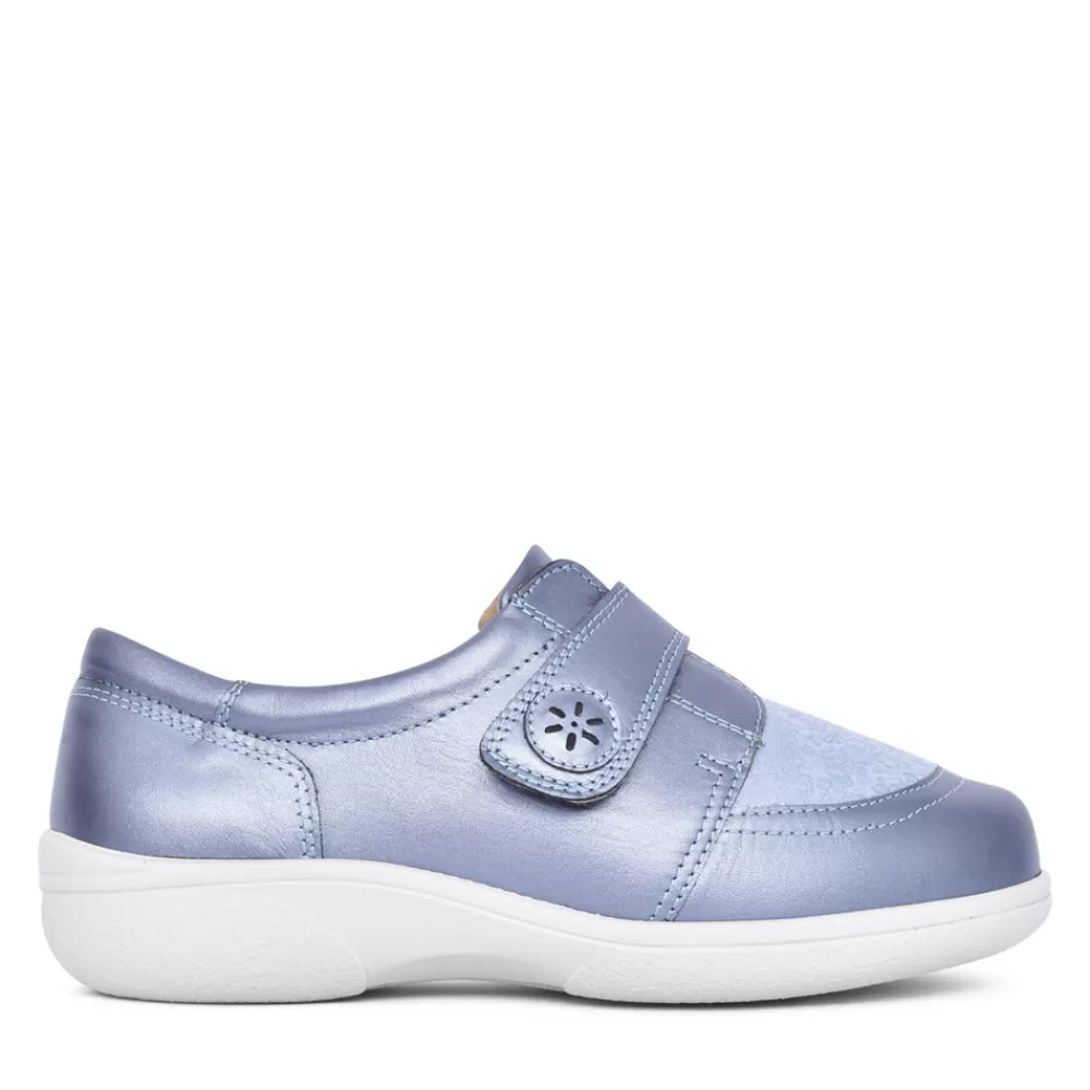 Ladies EASY B Ladies Owl 6V Extra Wide Fit Velcro Shoe In Blue