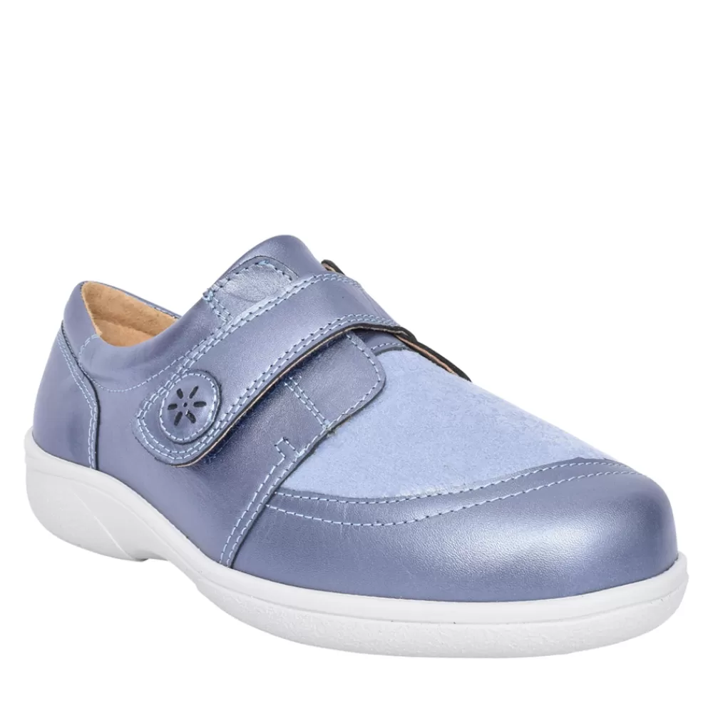Ladies EASY B Ladies Owl 6V Extra Wide Fit Velcro Shoe In Blue