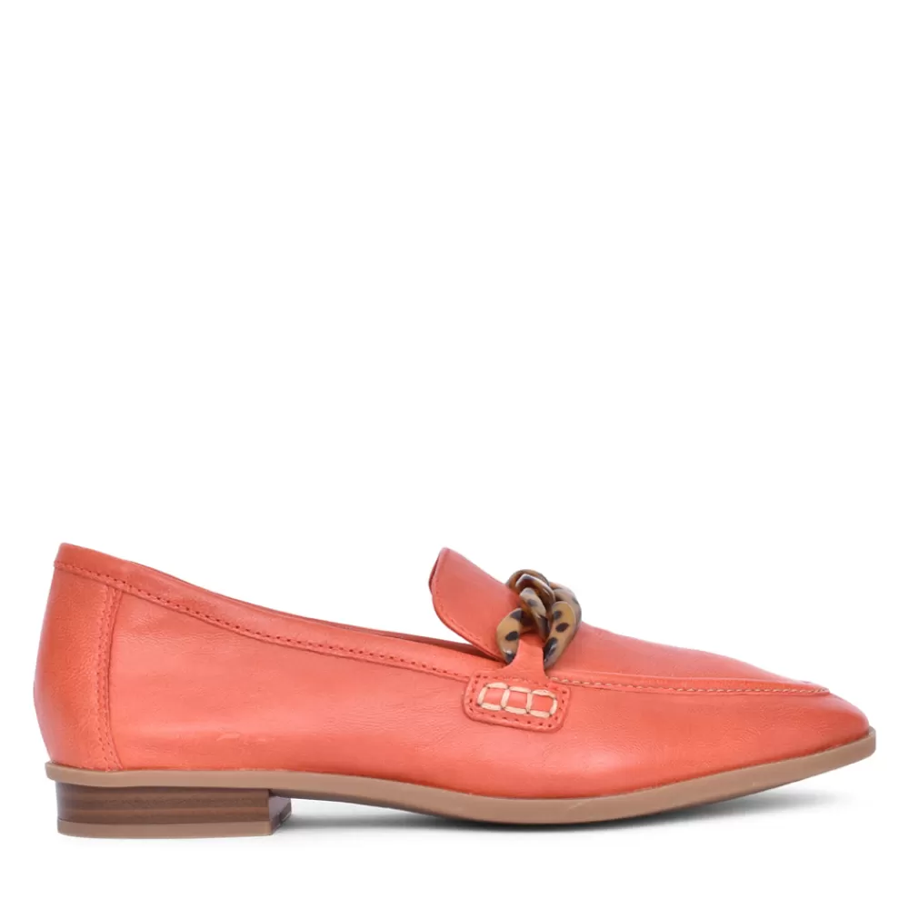 Ladies CLARKS Ladies Sarafyna Iris Leather D-Fit Loafer In Orange