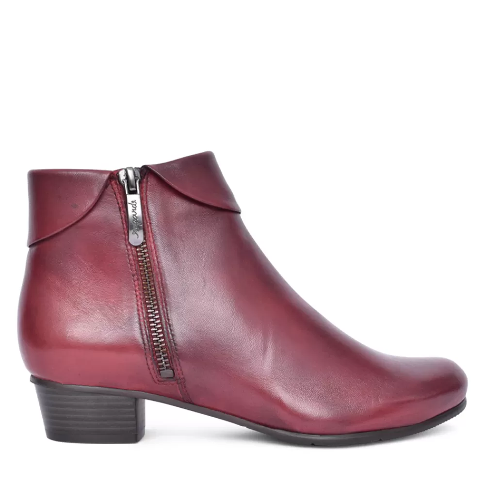 Ladies REGARDE LE CIEL Ladies Stefany-03 Block Heel Ankle Boot In Burgandy