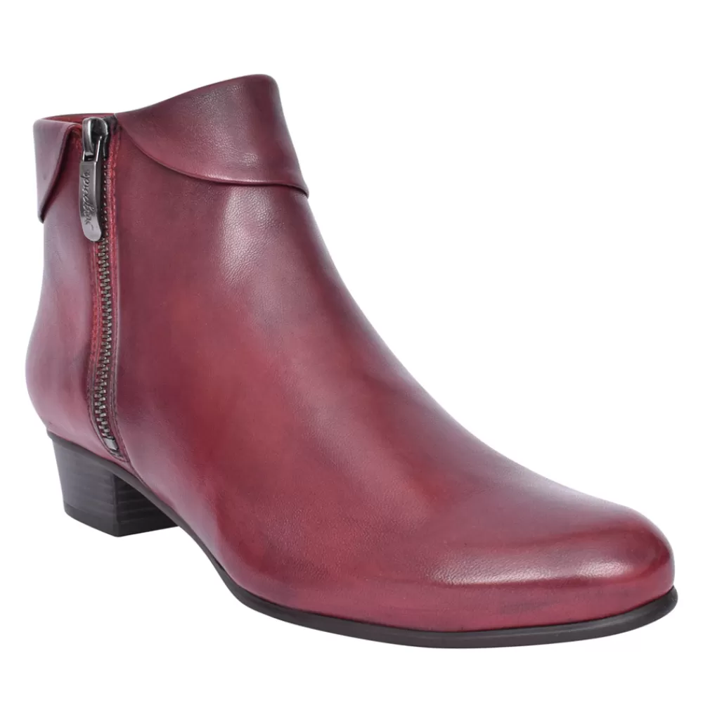 Ladies REGARDE LE CIEL Ladies Stefany-03 Block Heel Ankle Boot In Burgandy