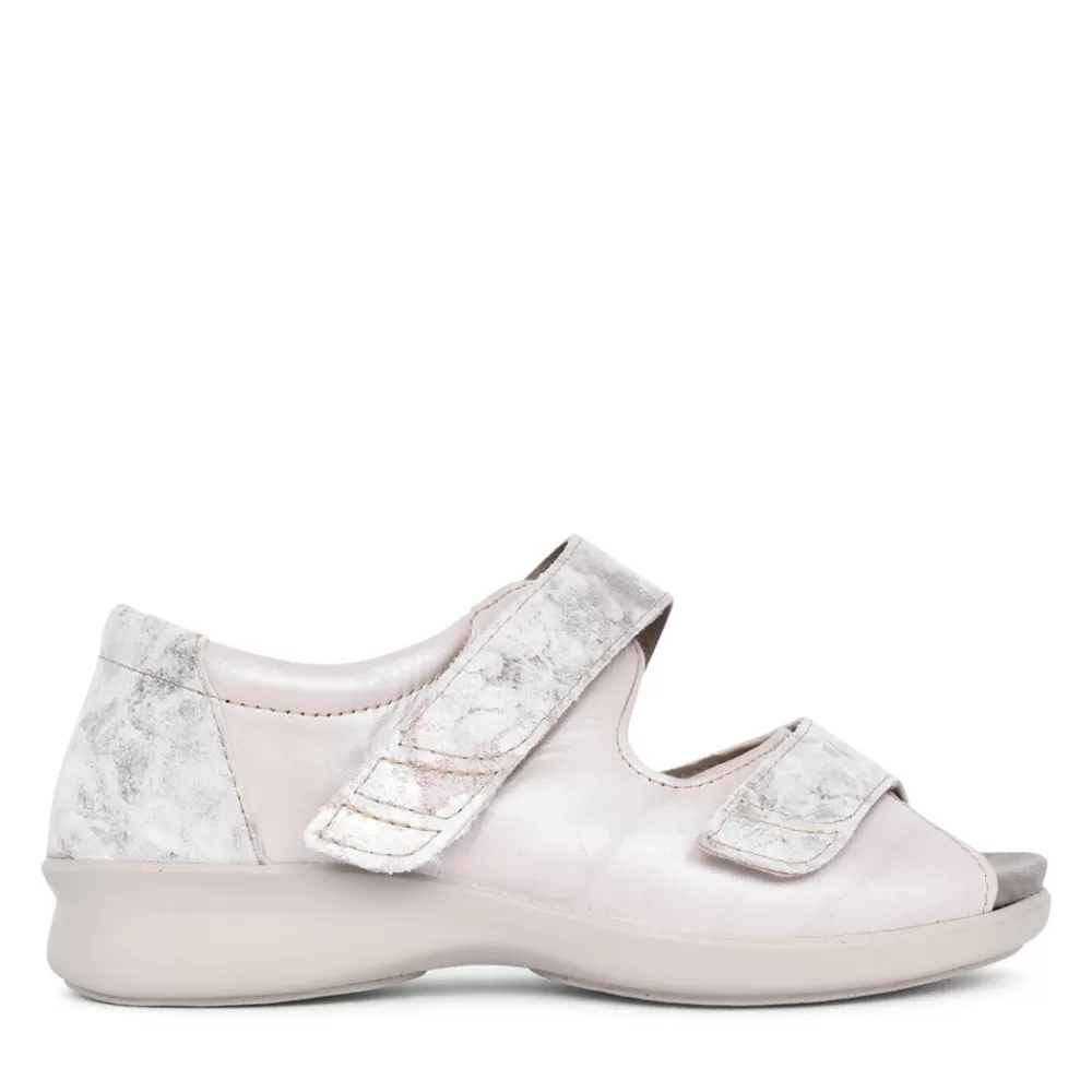 Ladies EASY B Ladies Surf 2V Wide Fit Open-Toe Velcro Shoe In Beige