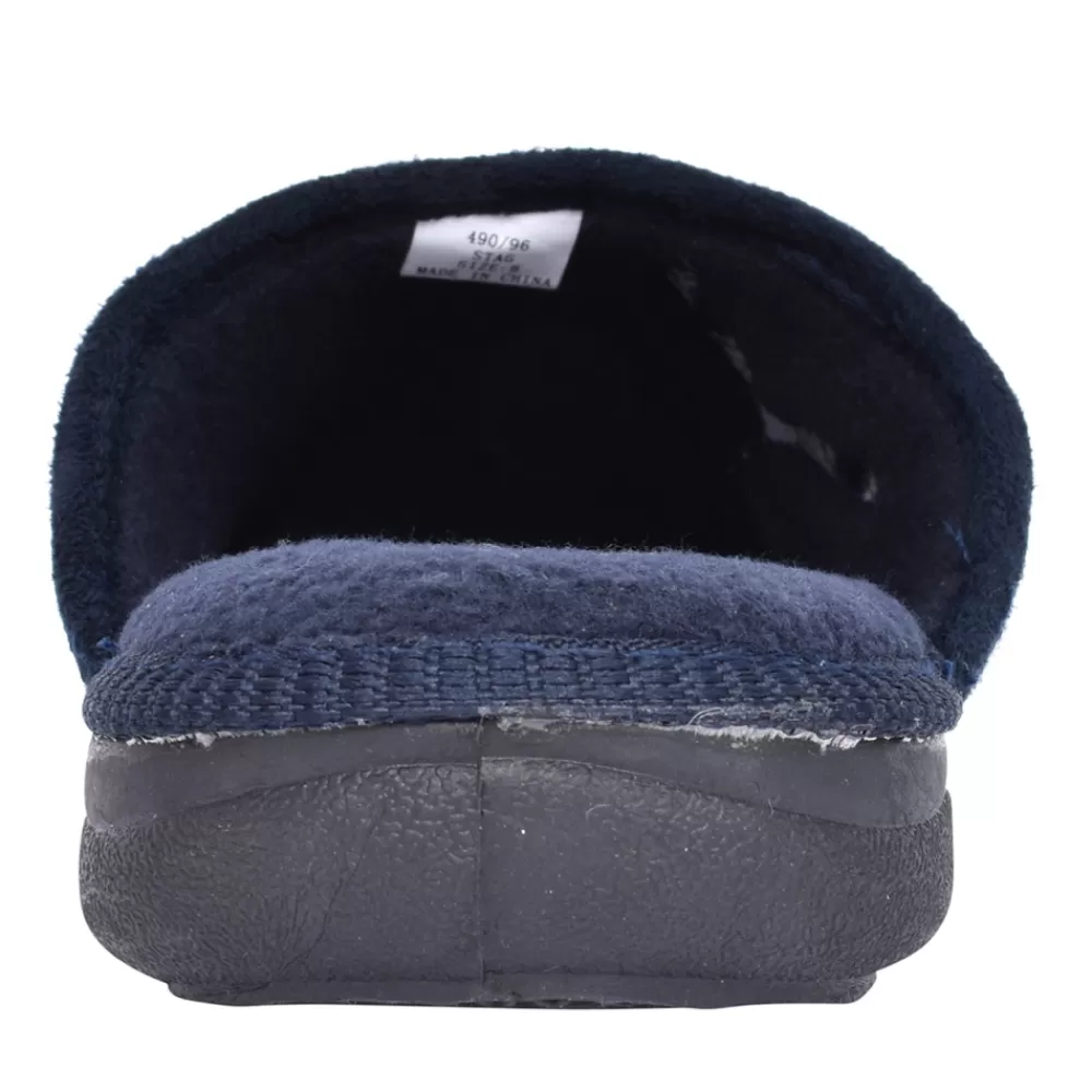 Mens PADDERS Mens 490 Stag Wide Fit Mule Slipper In Navy