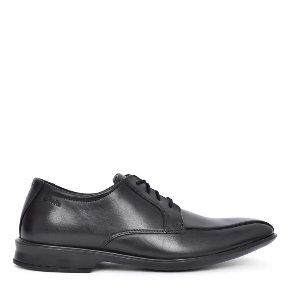 Mens CLARKS Mens Bensley Run Leather G Fit Laced Shoe In Blk Leather
