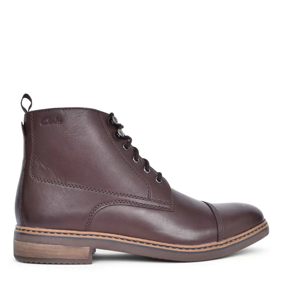 Mens CLARKS Mens Blackford Ri Leather G Fit Boot In Dark Brown