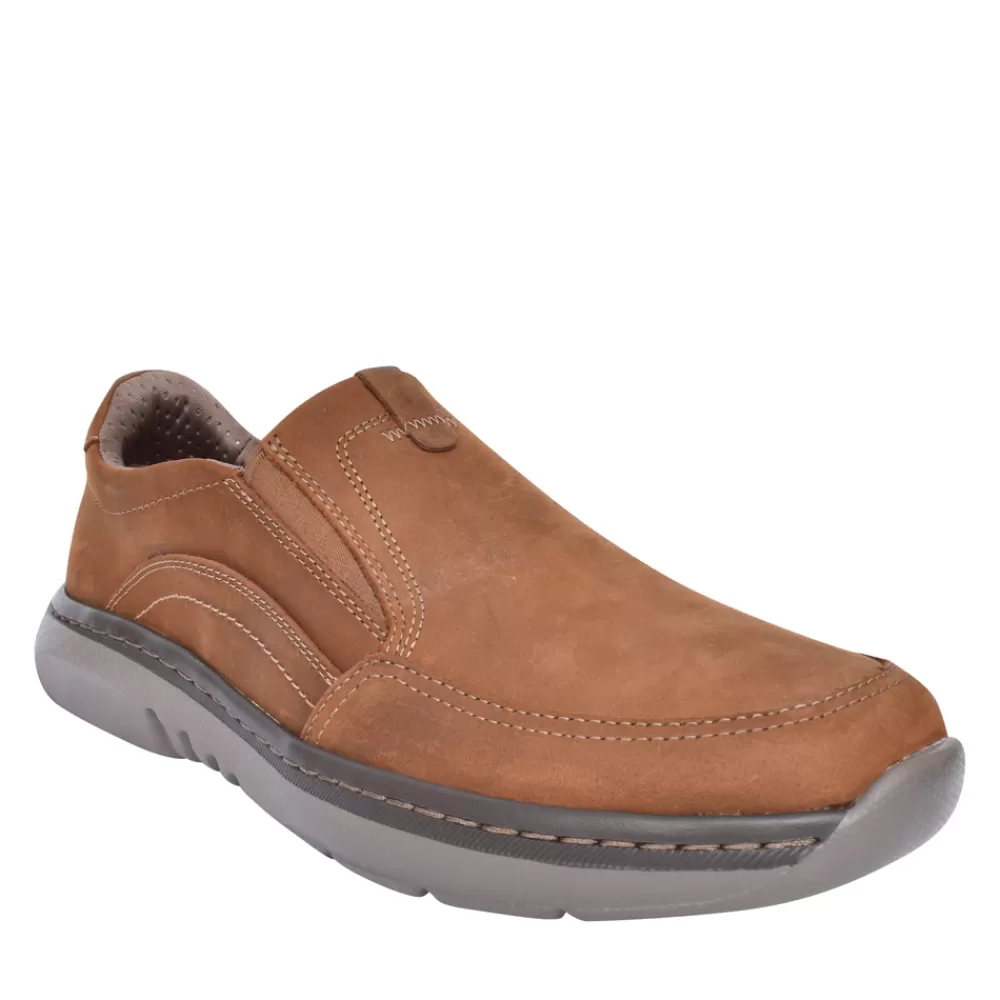 Mens CLARKS Mens Pro Step Beeswax Leather G-Fit Slip-On Shoe In Brown