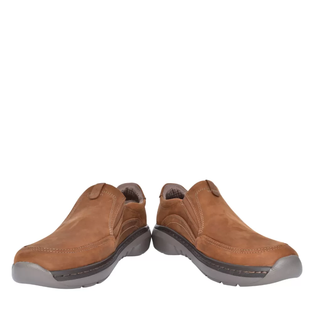 Mens CLARKS Mens Pro Step Beeswax Leather G-Fit Slip-On Shoe In Brown