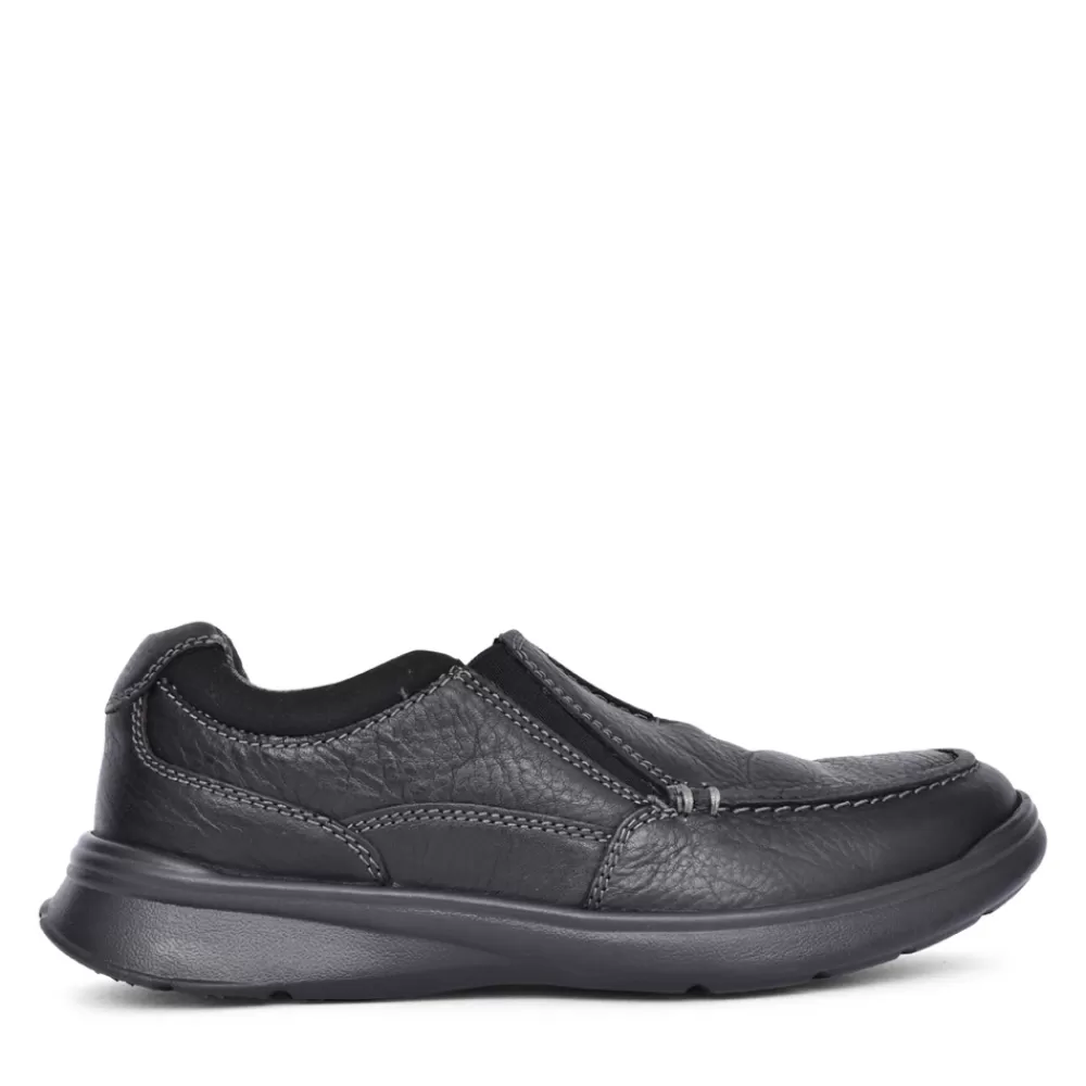 Mens CLARKS Mens Cotrell Free Leather G-Fit Slip On Shoe In Black