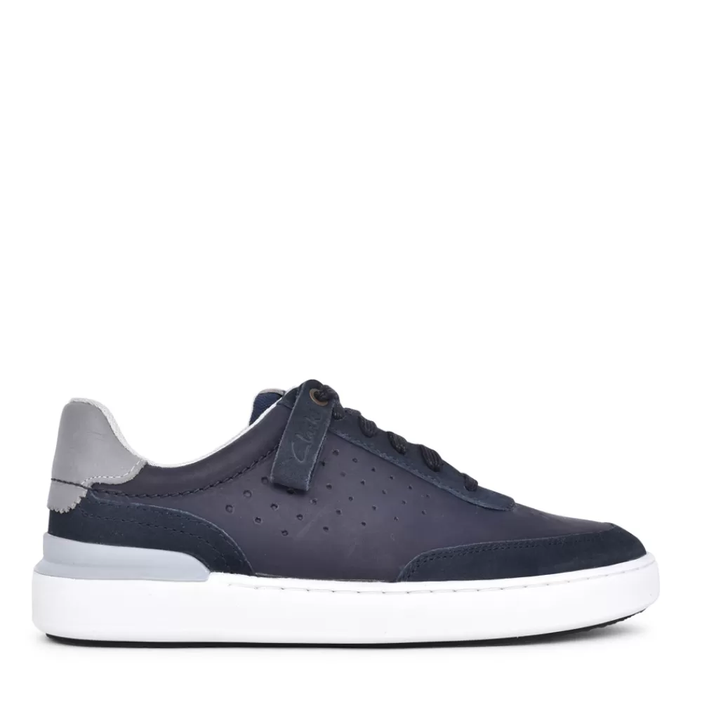 Mens CLARKS Mens Courtlite Tor G-Fit Nubuck Trainer In Navy