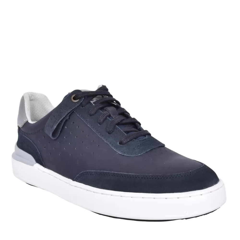 Mens CLARKS Mens Courtlite Tor G-Fit Nubuck Trainer In Navy