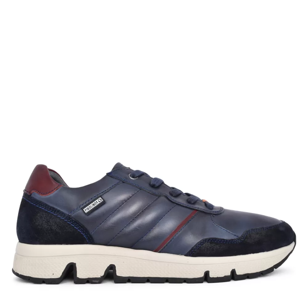 Mens PIKOLINOS Mens Ferrol Leather Trainer In Navy