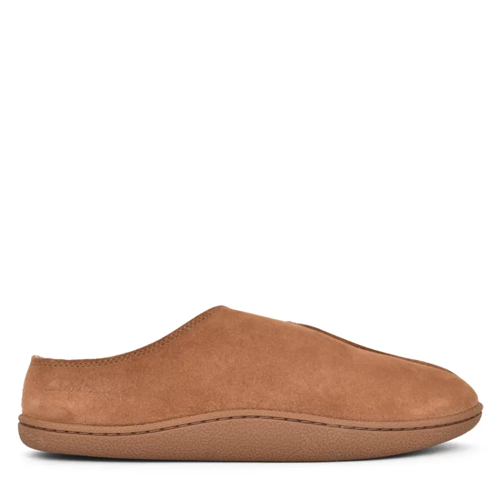 Mens CLARKS Mens Home Mule Suede G-Fit In Tan