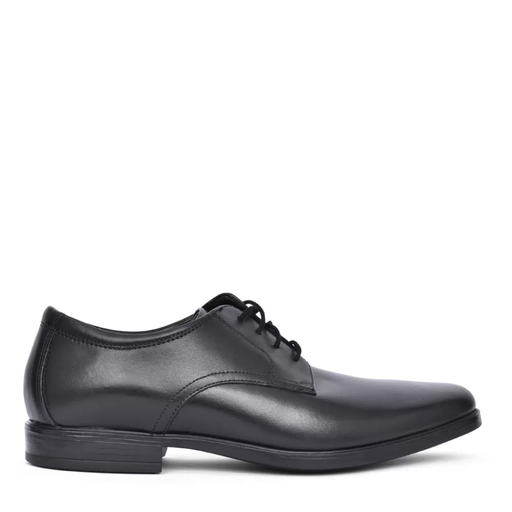 Mens CLARKS Mens Howard Walk Leather G-Fit Laced Shoe In Blk Leather
