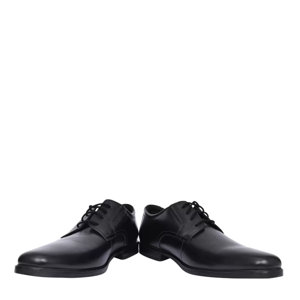 Mens CLARKS Mens Howard Walk Leather G-Fit Laced Shoe In Blk Leather