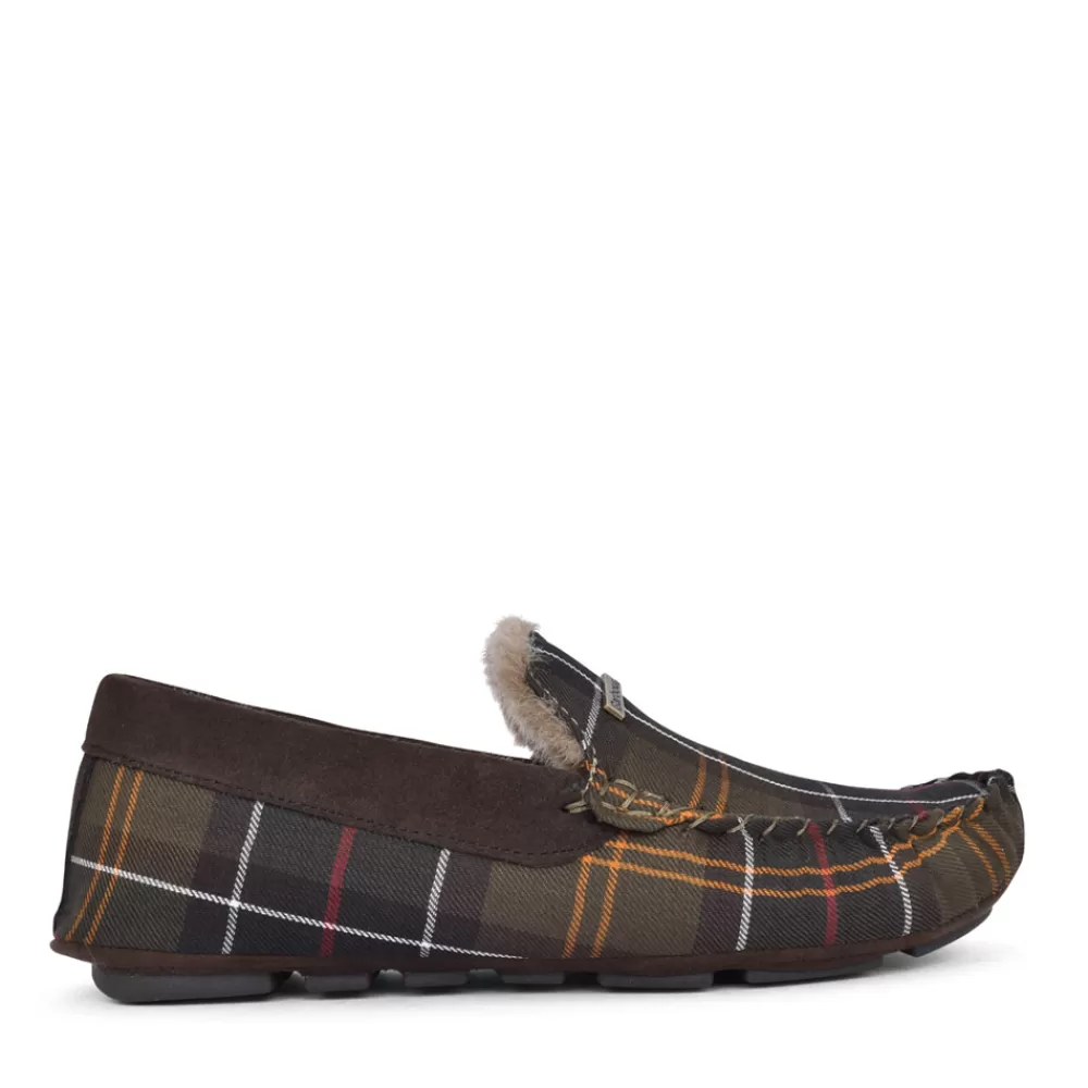 Mens BARBOUR Mens Monty Moccasin Slipper In Classic Tartan