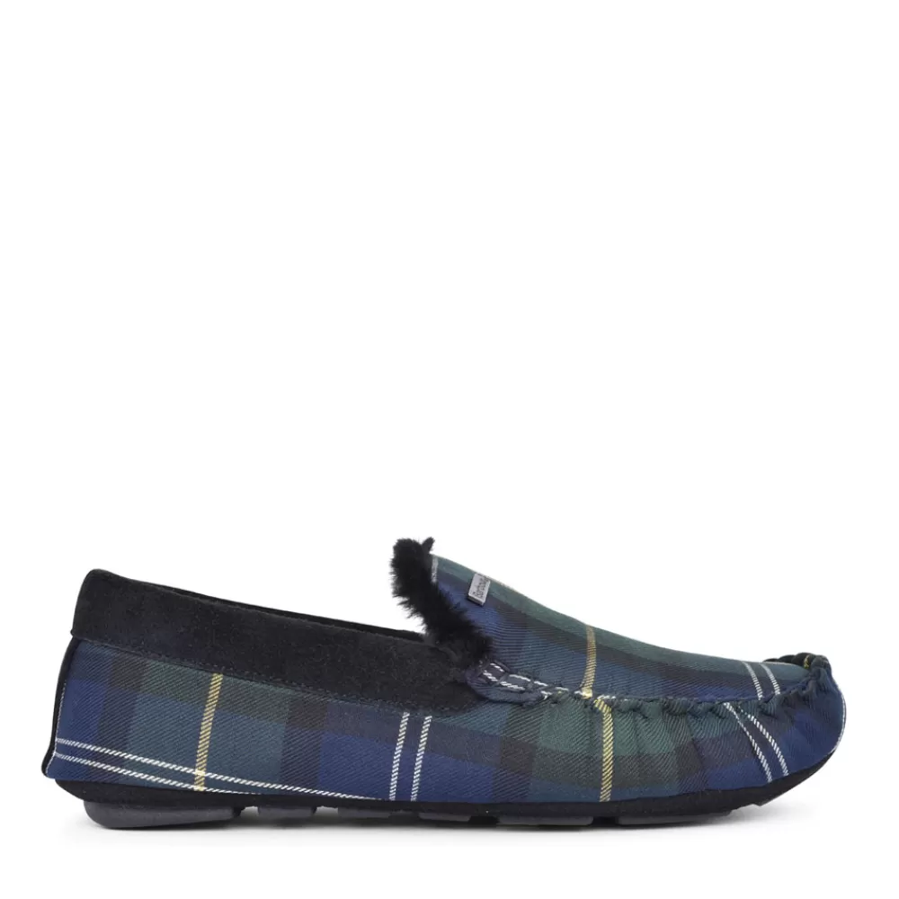 Mens BARBOUR Mens Monty Moccasin Slipper In Seaweed Tartan