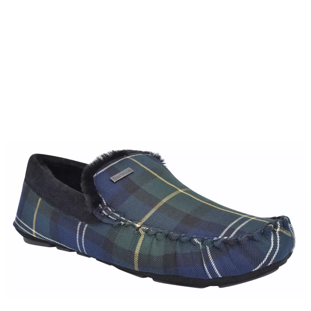 Mens BARBOUR Mens Monty Moccasin Slipper In Seaweed Tartan