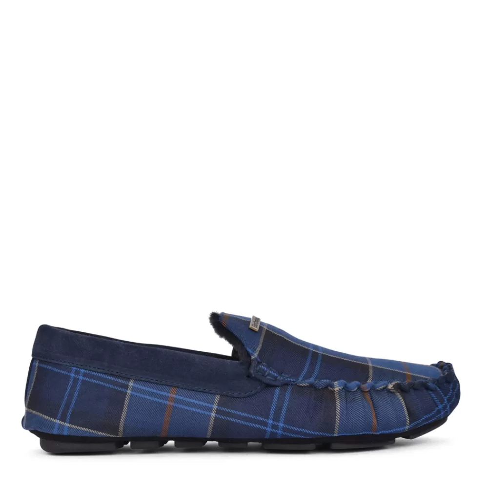 Mens BARBOUR Men's Monty Suede Moccasin Slipper In Midnight Tartan