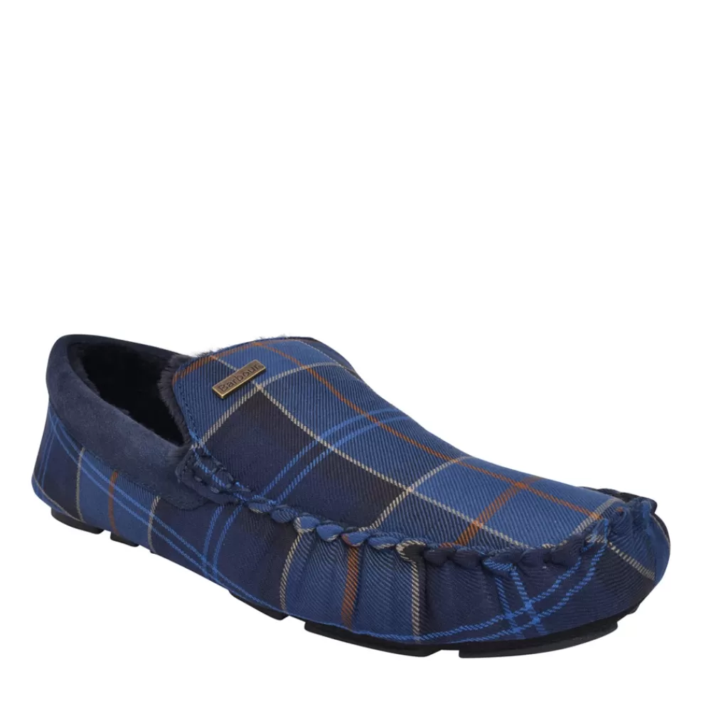 Mens BARBOUR Men's Monty Suede Moccasin Slipper In Midnight Tartan