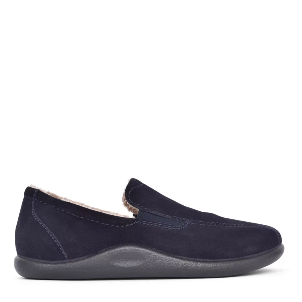 Mens HOTTER Mens Relax Std Fit Velcro Slipper In Navy