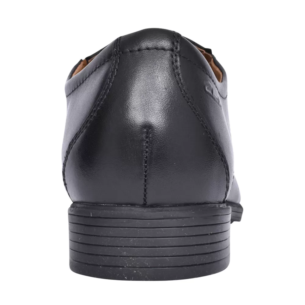 Mens CLARKS Mens Whiddon Cap Leather G-Fit Lace Up Shoe In Blk Leather