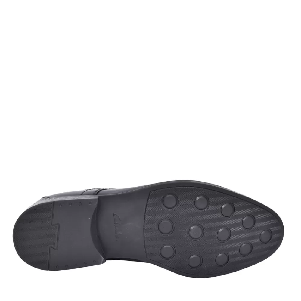 Mens CLARKS Mens Whiddon Cap Leather G-Fit Lace Up Shoe In Blk Leather
