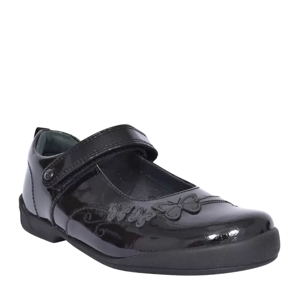 Kids START RITE Pump Black Patent Velcro Shoe For Girls In Kids G Fit