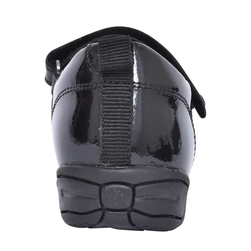 Kids START RITE Pump Black Patent Velcro Shoe For Girls In Kids G Fit