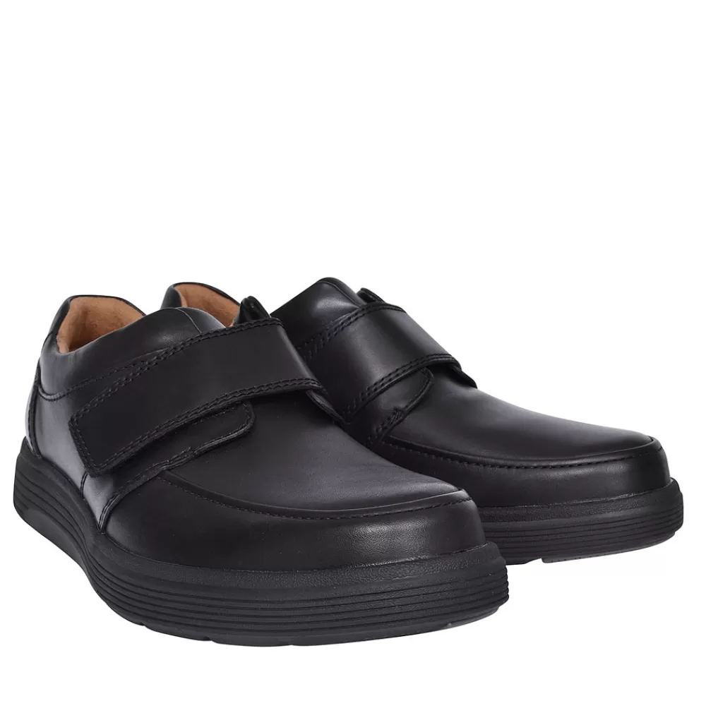 Mens CLARKS Un Abode Strap Black Leather H Fit Shoe For Menin Blk Leather